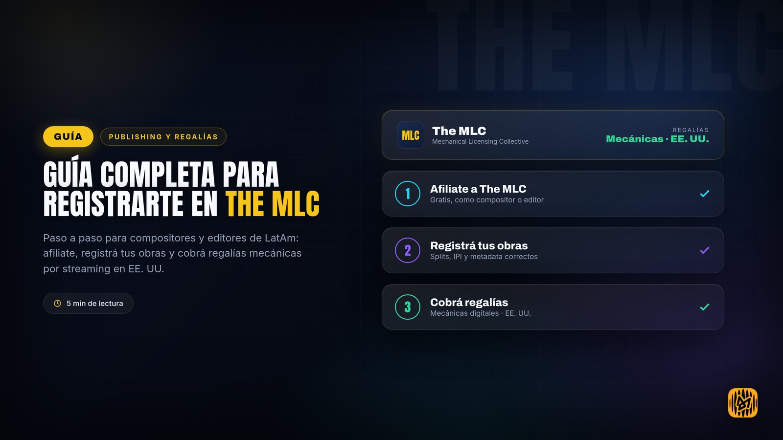 Guía completa para registrarte en The MLC y cobrar regalías mecánicas en EE. UU.